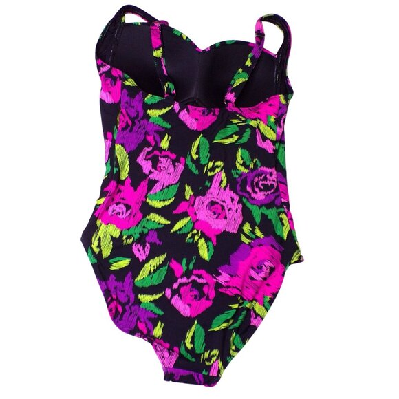 🆕BETSEY JOHNSON One Piece Bandeau Floral Swimsuit Floral Large - Picture 6 of 8